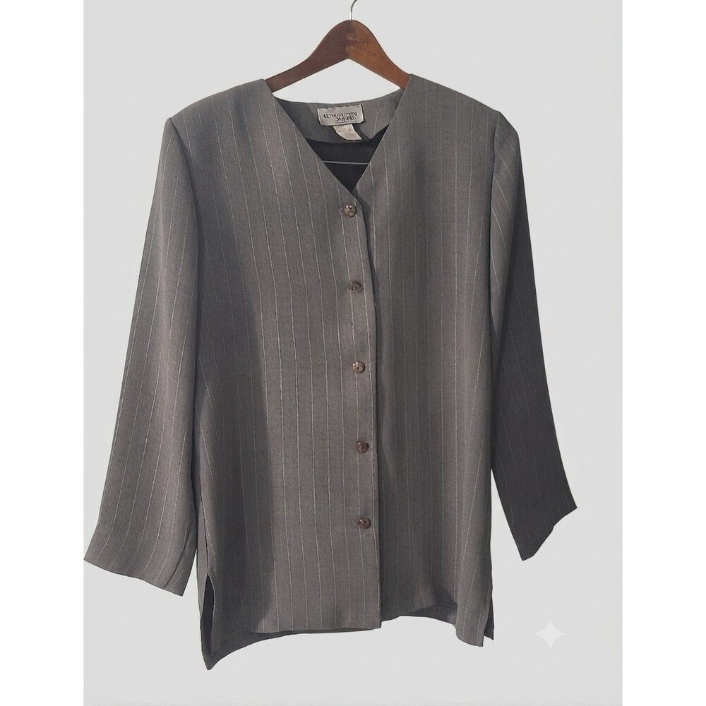 Vintage Kensington Square Women’s Gray Pinstripe Blazer Size Small Made in USA